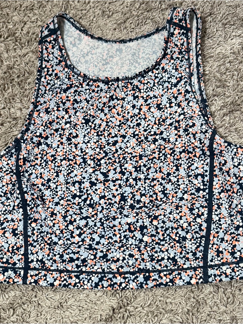 Sweaty Betty Kenza Crop Tank Size S  - Navy/Peach/White